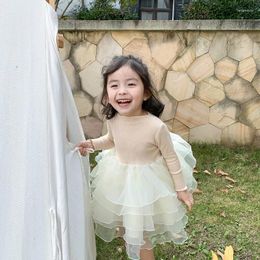 Girl Dresses Spring Autumn Fashion Girls Mesh Ball Gown 2023 Baby Princess Dress 3 Colours Patchwork Party Clothes