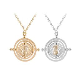 24 Pcs Lot Selling 2 8 cm Diameter Time Turner Necklace Movie Jewellery Rotating Hourglass Pendant Bulk Whole 2202282521