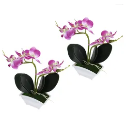 Decorative Flowers 2 Pcs Simulation Phalaenopsis Fake Plant Artificial Adornments Christmas Decorations Small Bonsai Silk Flower Bathroom