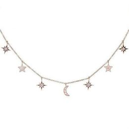 Gioielli in argento sterling 925 Love Moon Star Collane Pendenti Catena Girocollo Collana Collare Donna Gioielli Dichiarazione Bijoux T19062284C