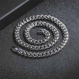 Chains Width 6 8mm Curb Cuban Link Chain Necklace For Men Women Punk Basic Stainless Steel Necklaces Silver Color Choker Jewelry286Q