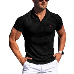 Polos masculinos Designers Polo Camisa Secagem Rápida Respirável Estiramento V-Pescoço T-shirt Verão Esportes Fitness Turn Down Collar Mangas Curtas