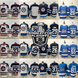 26 Blake Wheeler 55 Mark Scheifele 33 Dustin Byfuglien 2020 Stanley Cup Playoffs patch 37 Connor Hellebuyck Winnipeg Jets Jerseys