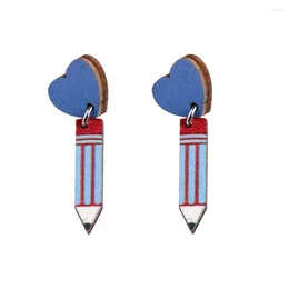 Dangle Earrings 2023 Fashion Jewellery Heart Pencil For Women Charm Long Wood Pendientes Mujer