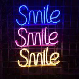 LED Neon Sign LED Letter Smile Neon Sign Lamp For Wall Hang Night Lights For Home Holiday Christmas Party Wedding Kids Room Bedroom Decoration YQ231201