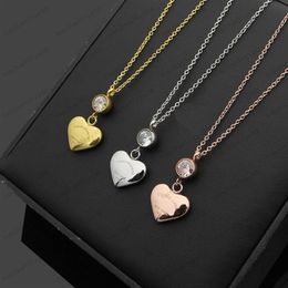 Luxury heart-shaped single diamond gold necklace designer peach heart earrings couple Christmas gift with original velvet bag and 2401