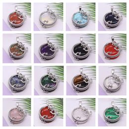 Pendant Necklaces Natural Stone Chinese Dragon Quartz Crystal Amethyst Copper Silver Plated Pendants For Jewelry Making Necklace Earrings