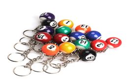 16pcsLot Wholes Mini Billiards Shaped Keyring Assorted Colourful Billiards Pool Small Ball Keychain Creative Hanging Decoratio7525212