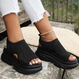 Dress Shoes Black Sports Sandals Women Summer Thick Bottom Round Head Lightweight Non-slip Plus Size Slippers Sandalias De Plataforma