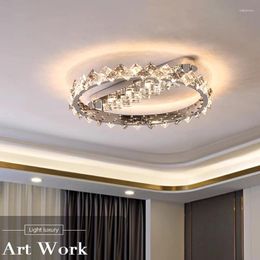 Ceiling Lights 2023 Light Luxury Crystal Pendant Lamps Home Decoration Bedroom Dining Living Room Modern Led Lustre Ring