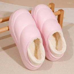 Slippers 5.0cm Thick Soles Women Winter Home Cotton Waterproof Eva Warm Plush For Men Female Indoor Shoes