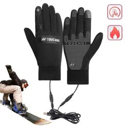 Sports Gloves USB Rechargeable Electric Heated Hand Warmer Thermal Gloves Waterproof Winter Snowboard Gloves Touchscreen Bike Outdoor Ski 231201