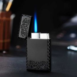 2020 New 1300C Blue Flame Butane Turbo Lighter Square Mini No Gas Metal Lighters Smoking Accessories Cigarettes