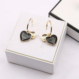 18K Gold Plated Luxury Brand Designers Double Letters Stud Heart Ear Loop Geometric Famous Women 925 Silver Crystal Rhinestone Ear300p