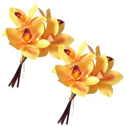 Decorative Flowers 2 Pcs Bluebonnet Artificial Bouquet Wedding Bouquets For Home Decor Faux Of Silk Orchid