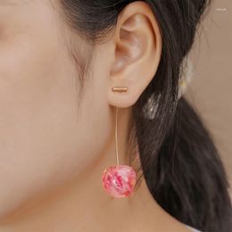 Dangle Earrings 2023 Fashion Cherry For Women Elegant Dried Flower Resin Cherries Pendant Wholesale Jewellery Petals