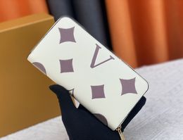 Fashion Designers Zippy WALLET Mens Womens leather Zipper Wallets Highs Quality Flowers Coin Purse Handbags Titanium Card Holder Original Clutch With Box 80402-2