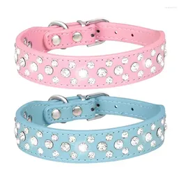 Dog Collars Cat Rhinestone Collar Bling PU Leather Pet Adjustable Beautiful Puppy Appearance For Small Cats Dogs