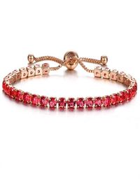 Tennis bracelet Women039s fashion adjustable chain bracelets cubic zirconia rose gold love gift luxury shiny jewelry326C5080040