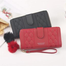 Wallets Women's Leather Bifold Wallet Classic Zip Around Long Purse Card Organiser With Wristlet