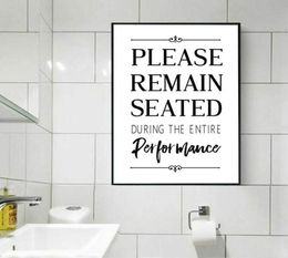 Paintings Funny Bathroom Sign Wall Art Canvas Painting Picture Please Remain Seated Quotes Typography Poster Prints Decor1810161