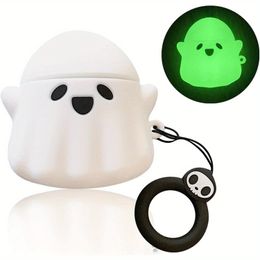 For Airpods Earphone Protective Case Cover Luminous Cute Ghost Case Designed For Airpods 1 2 3 Soft Silicone Anime Funny 3D Cartoon Case Comaptible with airpods pro