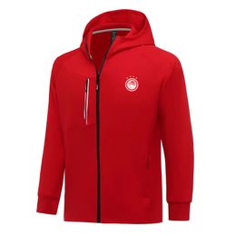 Olympiacos F.C. Men Jackets Autumn warm coat leisure outdoor jogging hooded sweatshirt Full zipper long sleeve Casual sports jacket