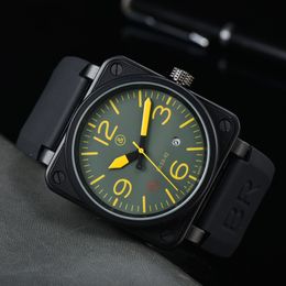 Top Bell Brand Männer Ross Automatische mechanische Uhr Leder Black Ross Gummi 46mm AAA Uhr Große Zifferblattmänner für Uhren 2024