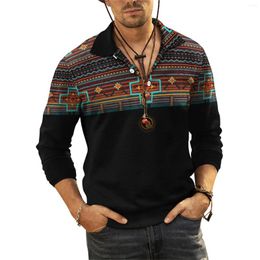 Men's T Shirts Spring Long Sleeve Shirt For Men 2023 Casual Lapel T-shirt 3D Printed Top Loose Sports Tshirt Hombre