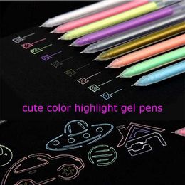 Gel Pens 9 Pcs/Set Colour Gel Pen Kawaii Stationery 0.7mm Student Markers Colour Pens Office Stationery Highlight Pens Large Capacity YQ231201