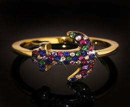 Bohemia Jewellery Trendy Anchor Shaped Rings for Women High Quality Colourful Zircon Crystal Inlay Yellow Gold Colour Ring9447518