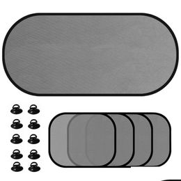 Car Sunshade 5Pcs/Set Window Mesh Sun Visor Curtain With Suction Cup Front Rear Side Windows Shade Windshield Ers For Kids Drop Delive Otfwy