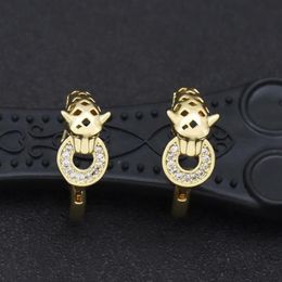 Hoop & Huggie Goth Panther Sleeper Earrings Man Gold Rolled Punk Jewellery CZ Stone Paved Leopard Hypoallergenic Earring Hoops Pante267h