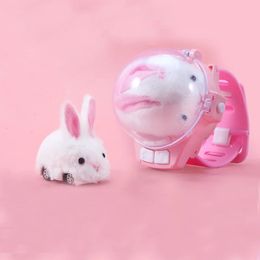 Electric/RC Car 2.4G Mini Watch Control Car Cute Rabbit Dog Rc Car Kids Game Interactive Toy For Boys Girl Birthday Christmas Watch Gift RC Toy 231130