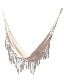 Tassels Hammock Boho Style Brazilian Macrame Fringed Deluxe Double Hammock Net Cotton Swing Chair Hanging Bed 2206069264034