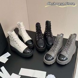 European station channel ew first layer cowhide high top shoes tied round head thick sole casual fashion shoes tide Martin boots