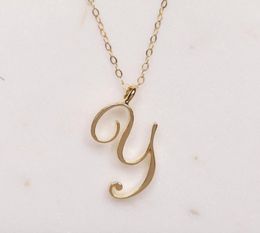 Mom love Cursive Name Y English Alphabet gold silver Family friend Letters Sign Word Chain Necklaces Tiny Initial Letter pendant 6789521