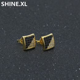 Hip Hop Accessories Twill Two-tone Plating Black and White with Micro-inlaid Zircon Earrings Men's Jewellery Whole258D