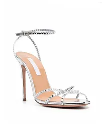 Sandals Thin Teel Open Toe Strap For Women Summer Style Rhinestone Lady Banquet High Heels Temperament Women's Shoes