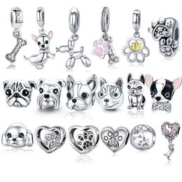 925 Sterling Silver A Dog 's Storey Poodle Puppy French Bulldog Beads Charm Fit BISAER Charms Silver 925 Original Bracelet 2203389