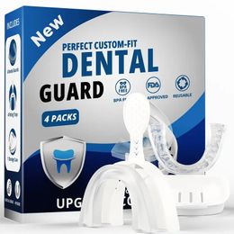 4 Packs Mouth Guard With Fitting Tray For Teeth Grinding At Night, Professional Dental Guard For Teens & Adults, Comfortable Night Guards For Clenching Teeth