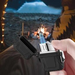 Charge USB Turbo No Gas Lighter Cigarette Smoking Accessories Waterproof Windproof Plasma Double Arc Cigar Lighters Gadgets for Men