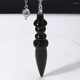 Pendant Necklaces Wicca Natural Stone Black Obsidian Crystal Pendulums For Dowsing Divination Reiki Healing Spiritual Quartz Pendulos X137