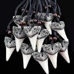 Multi style selection 12pcs lot Imitation Yak Bone Carving Shark Tooth Charm Pendant Wood Beads Necklace Amulet Gift Men's Fa215Q