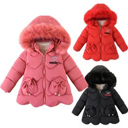 Down Coat 26Y Winter Girls Jacket Cartoon Butterfly Thick Keep Warm Detachable Hat Hooded Coat For Kids Children Birthday Gift Outerwear 231201