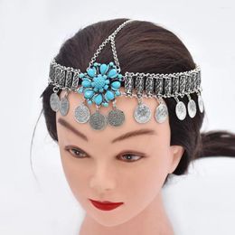 Hair Clips Coin Tassel Headbands Belly Dance Flower Crystal Head Chain Statement Egypt Gypsy Festival Party Jewellery