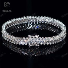 Ny design Baguette VVS Moissanite Tennis Chain Necklace Pass Diamond Tester Iced Out 925 Silver Armband för män Kvinnor