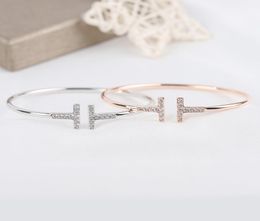 S925 Sterling Silver double t open Bracelet star same fashion versatile temperament hand Jewellery sl00996535444