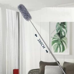 Dusters Retractable Duster Stainless Steel Long Handle Dusting Car Cleaning Brush Chicken Dust Tools Microfiber Feather Hous I2 231130