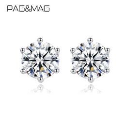PAG&MAG VVS1 Round Cut Total 1 0ct Diamond Test Passed Moissanite 925 Sterling Silver Earring Fine Jewellery Girlfriend Gift 210323228S